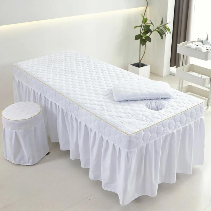 Thick Bed Skirt Beauty Salon Massage Table Bed Cover High-grade Skin-Friendly Bed Sheet SPA Therapy Bedspread with Hole