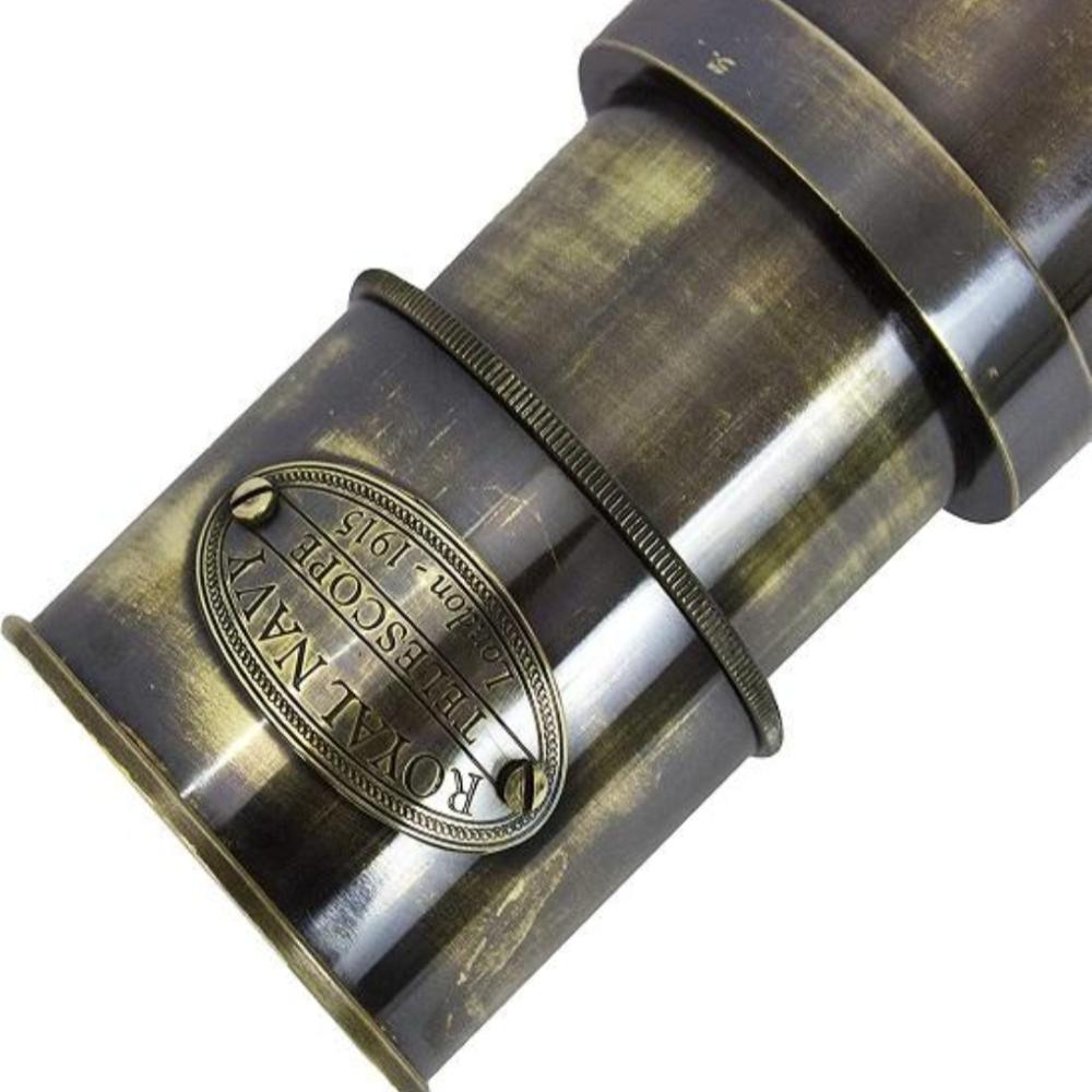 Telescopio Náutico de Latón – 40 cm Catalejo de Espía Vintage Instrumento Marino, Acabado Antiguo