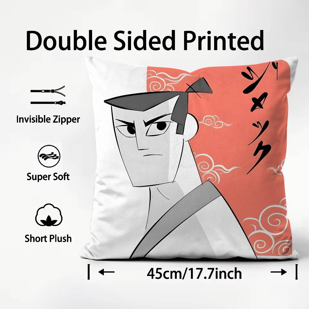 Movie S-Samurai Jack Pillow Case Pattern Printed Pillowcase for Living Room Sofa Cushion Cover & Bedroom Decor