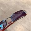 Lunettes de soleil sans monture pour hommes et femmes, motif bois, style rétro, de luxe, tendance, UV400, pour voyage et extérieur