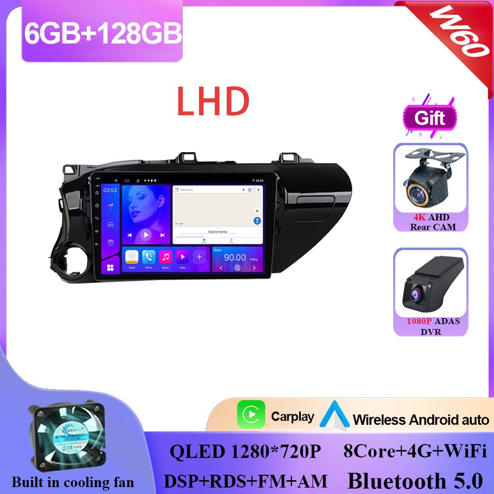 For Toyota Hilux 2015-2020 Multimedia Head Unit Car Player Android GPS Carplay Auto 4G Car BT No 2din DVD Navigation Radio Video
