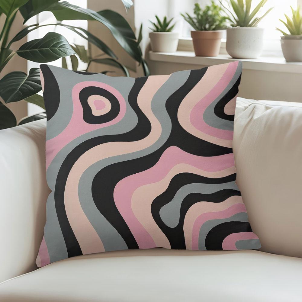 Blush Swirl Square Jacquard Pillow Cover for Sofa Office Waist Cushion Cover Home Decorative Pillowcase