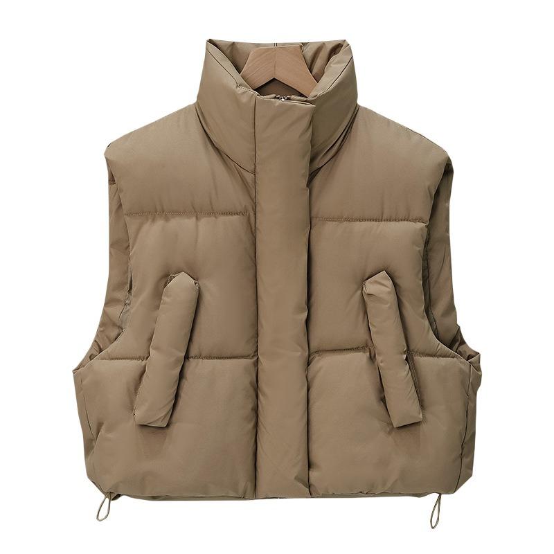 Winter women's loose versatile vest vest stand-up collar down cotton vest windproof Korean version short