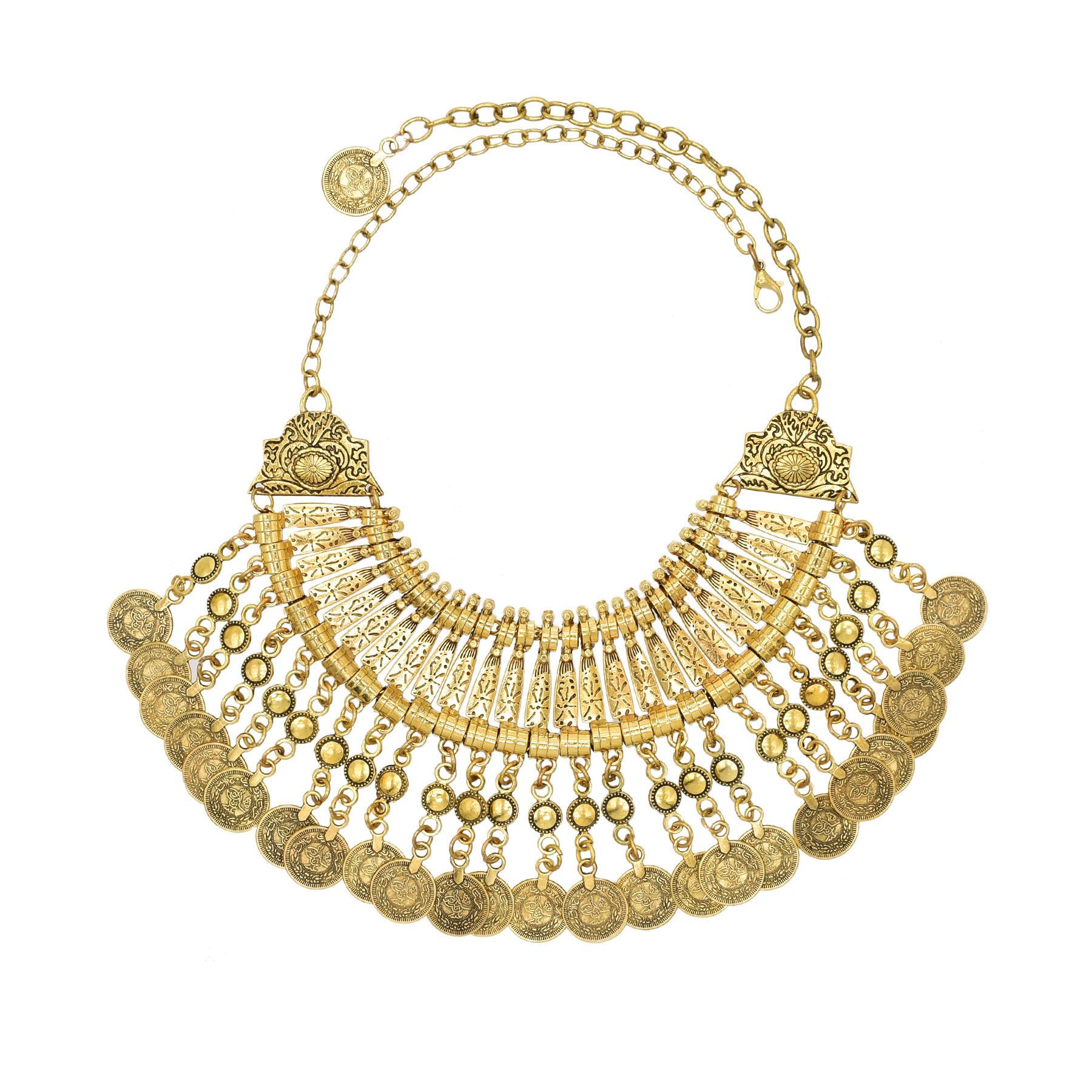 

Gypsy Bohemia Coin Tassel Statement Choker Necklace Women Boho Afghan Turkish Ethnic Tribal Jewelry Accessories золотой