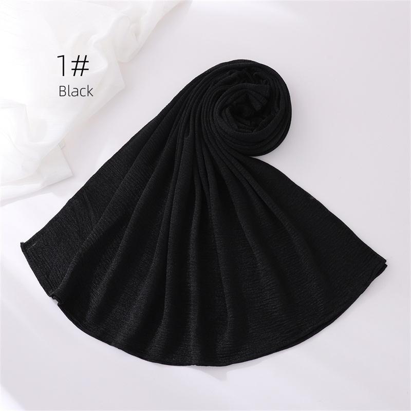 18Color New Ramadan Women's Breathable Wrinkled Solid Color Scarf Muslim Hijabs Soft Shawl Wrap Lady 70*170cm