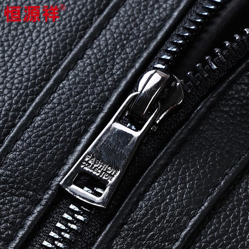 Hengyuanxiang Men's Genuine Cowhide Leather Jacket