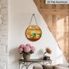 2D Flat, 1pc 7.87 Inch Round Aluminum Sign, "This Kitchen Offers Love & Joy" Rustic Farmhouse Kitchen Design, Vintage Food & Floral Metal Wall Art