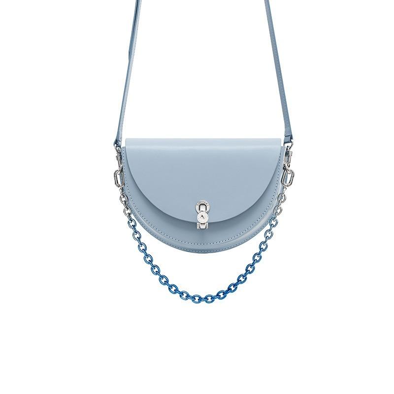 

Niche saddle leather bag substitute cowhide shoulder messenger bag chain underarm bag main picture length 23X13X5cm