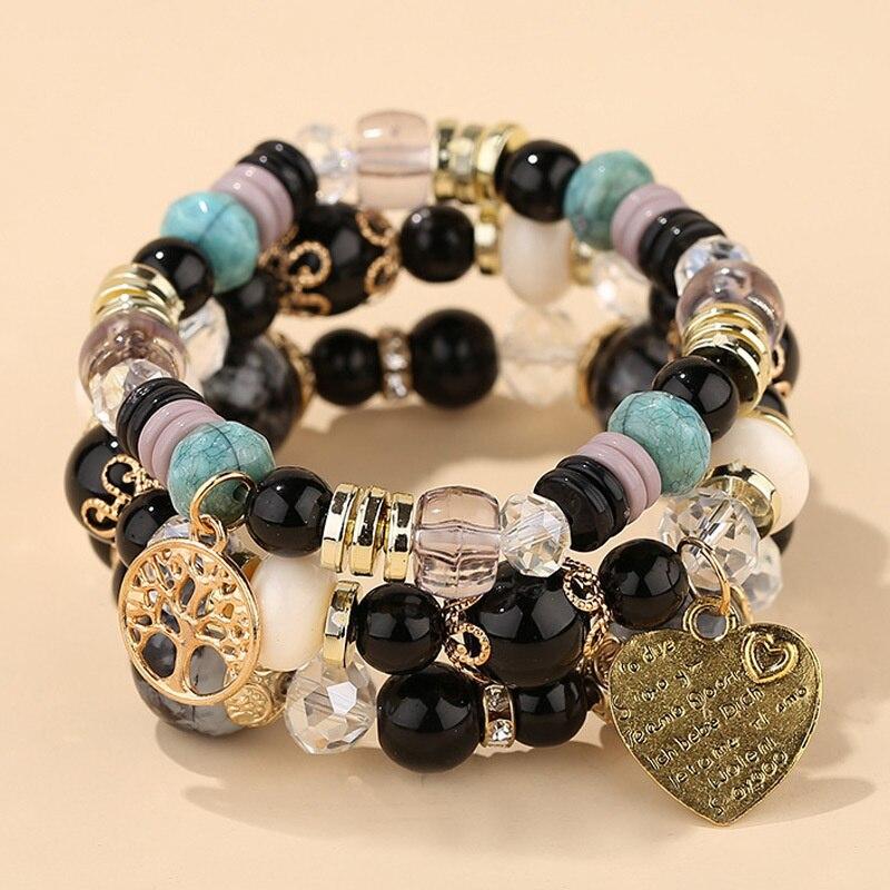 2023 New Bohemia Beaded Bracelets Set For Women Fashion Tassel Elastic Chain Bangles Ladies Trendy Party Jewelry Premium Gifts