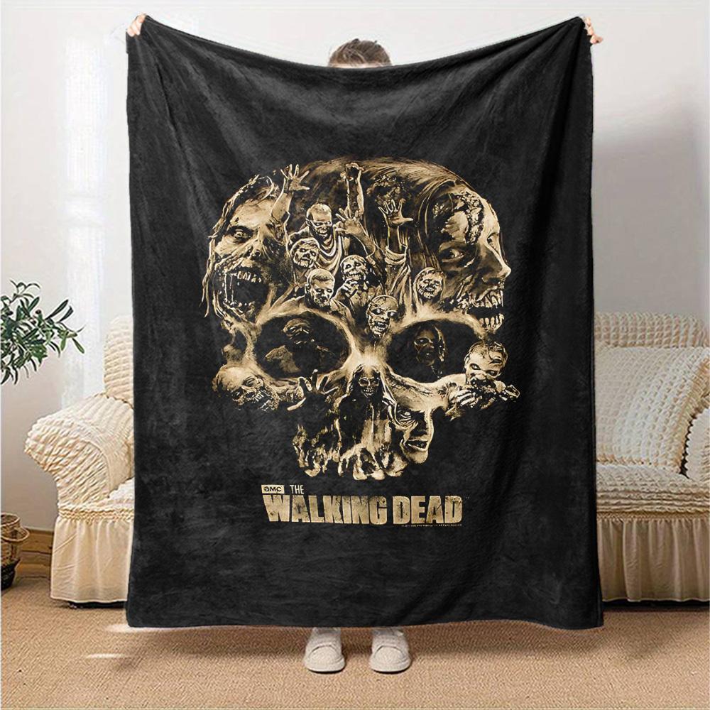 1pc walking dead skull Throw Blanket Soft Flannel, Cozy All Season Polyester Perfect for Home, Office