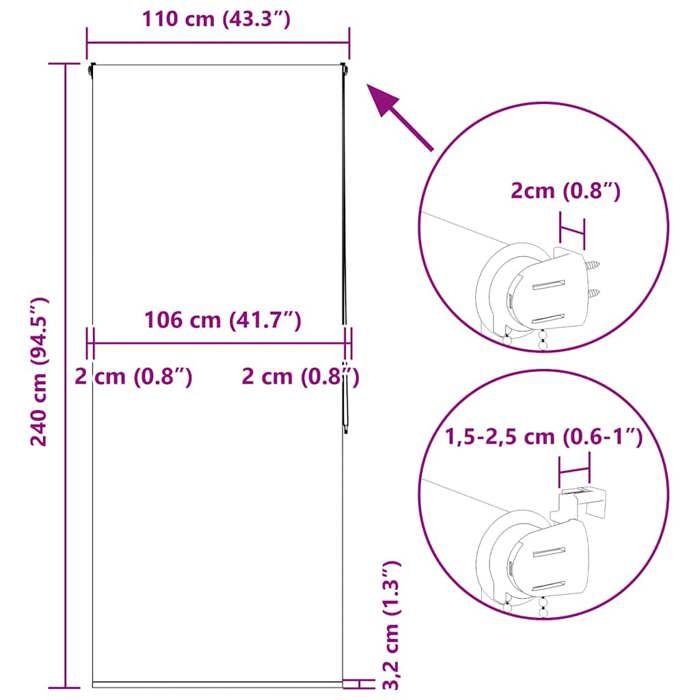 VidaXL Roller Shower Curtain 110x240 Cm Fabric Width 106 Cm, Shower Blind, Roller Shower Curtain, 4014826