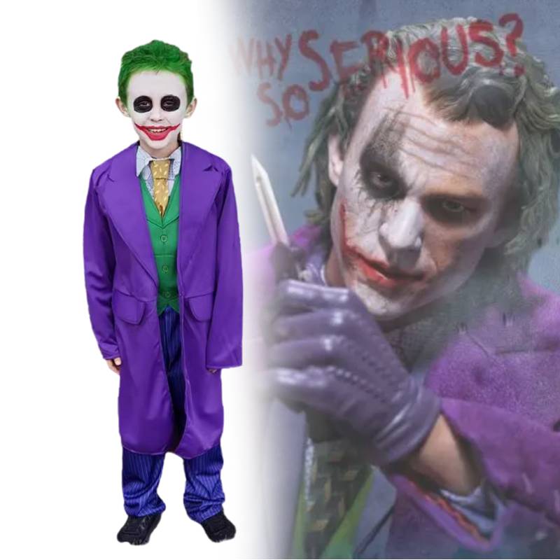 Mroczny Rycerz Joker Kostium Cosplay dla Dzieci Komiksy Odgrywanie Ról Impreza Halloweenowa