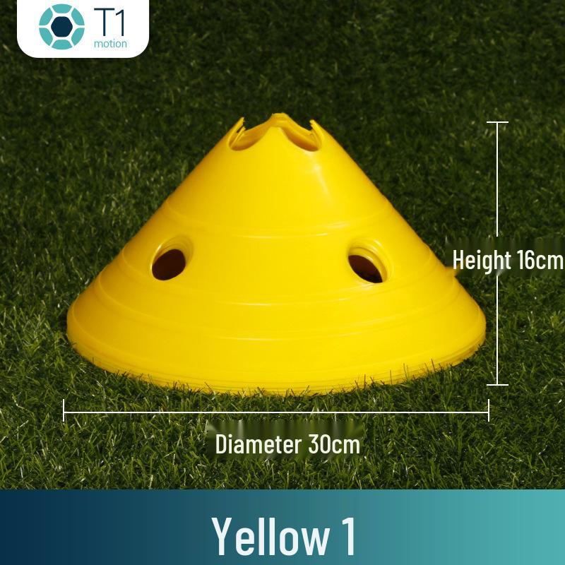 

Футбольный тренировочный диск с увеличенным логотипом и отверстиями для конусов - Маленький маркер-барьер 30x16cm жёлтый
