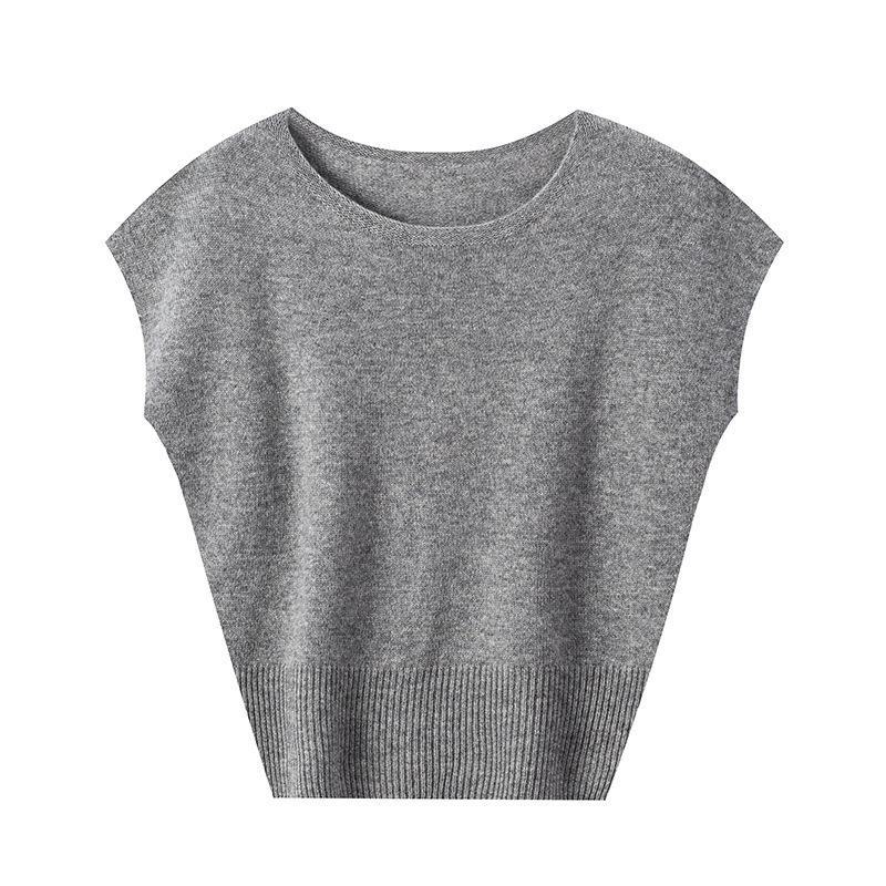 

2024 Women s Seamless Full-Wool Low Neck Sleeveless Sweater Vest - Autumn/Winter Collection L сірий