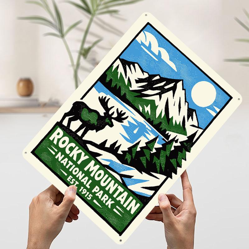 Rocky Mountain National Park Printed Poster Customized Retro Wall Art Vintage Metal Tin Signs for Home Bedroom Decorations Decor