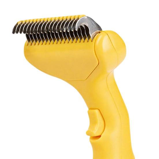 Pet Detangling Brush Stainless Steel Blades Dog Undercoat Rake Self-Cleaning Grooming Tool Pet Dematting Comb for Dogs And Cats