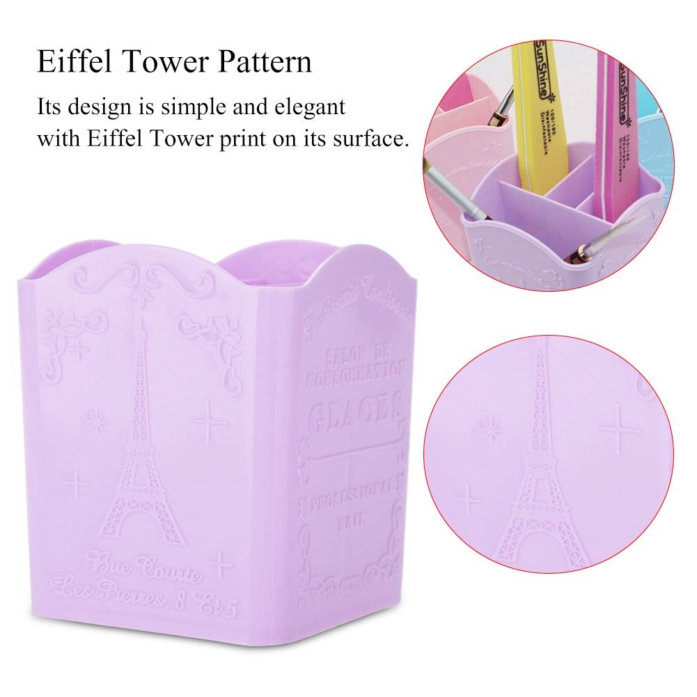 Storage Box Stationery Cosmetic & Manicure Tools Container with Tower Pattern Pink