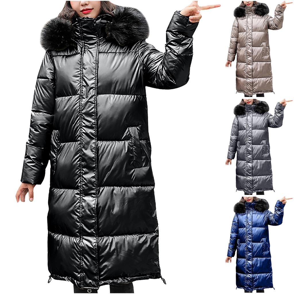Women Winter Warm  Hooded Thick Warm Slim Jacket Long Overcoat Coat