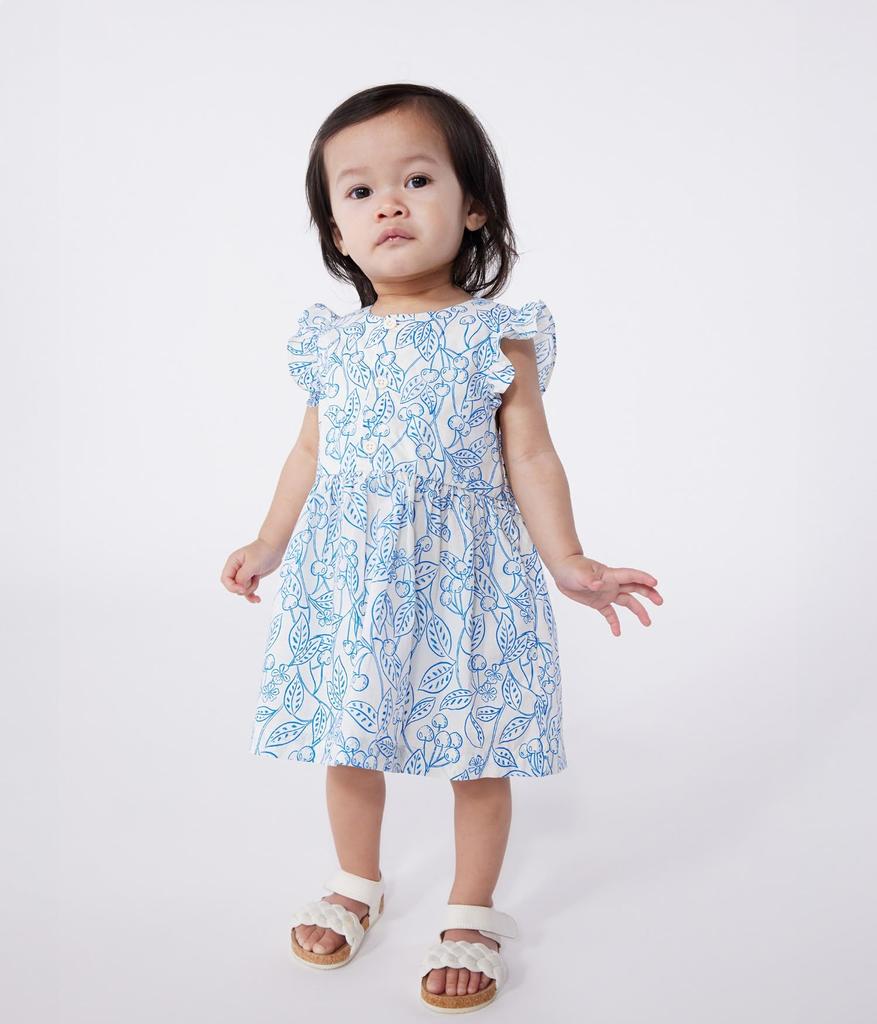 Petit Bateau Dress 36 95cm A0CLJ, Off-White/Royal Blue, Months,