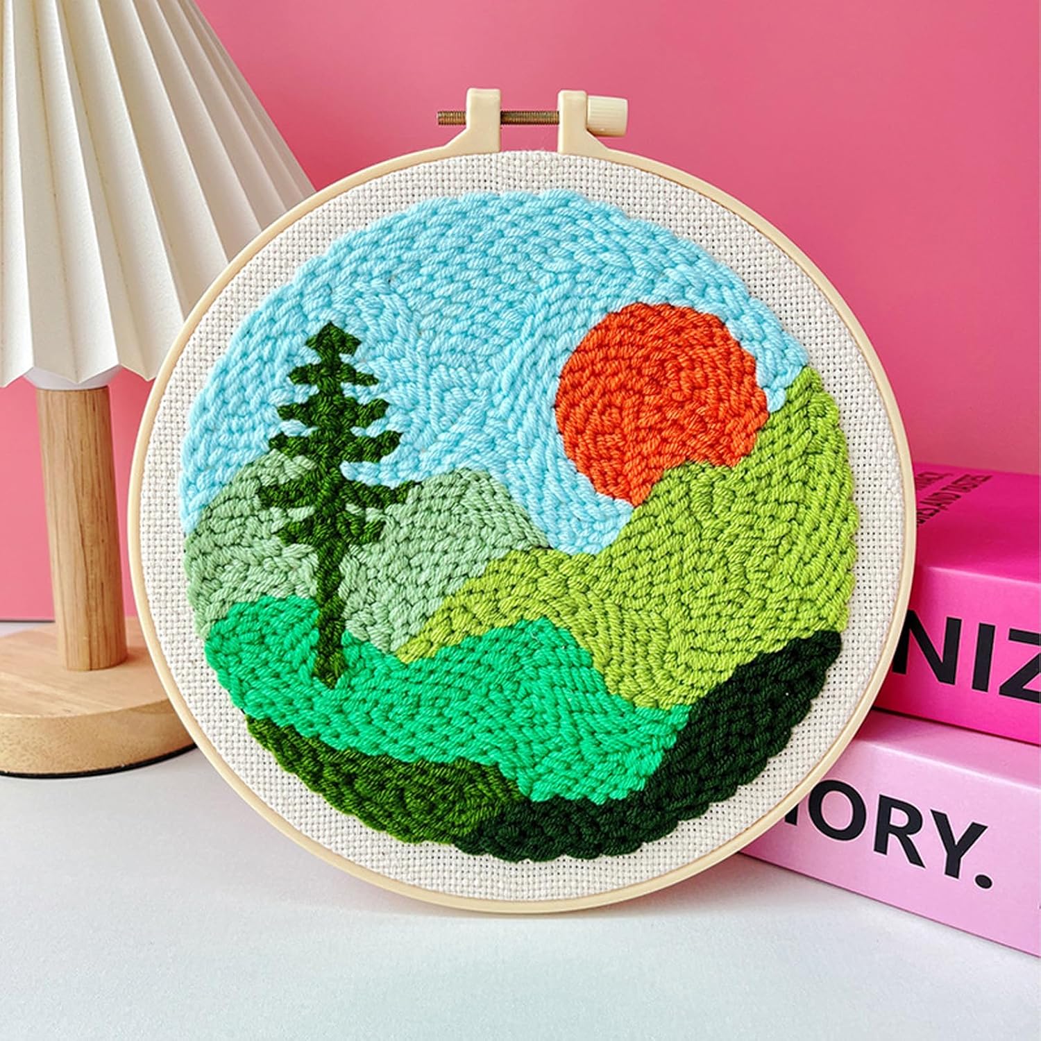 

CHENISTORY Beach Sunset Punch Needle Embroidery Kit DIY Beginner Friendly Rug Hooking Set For Adult Room Wall Decoration 20*20cm
