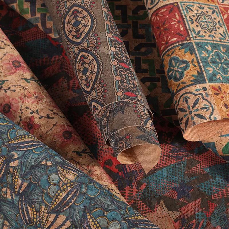 100x135cm Tkanina z nadrukiem korkowym Sztuczna skóra Wodoodporna Kolorowa Miękka Tkanina Korkowa Sofa Samochód Torba Dekor Mebli DIY Szycie Rzemiosło