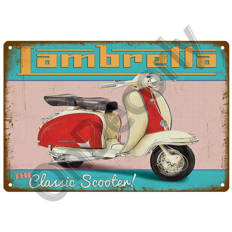 Lambretta Motor Plaque Metal Vintage Tin Sign Shabby Chic Decor Metal Signs Vintage Bar Decoration Metal Poster Pub Metal Plate