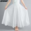Dimanaf Plus Size Women Linen Skirts Female Elastic Basic Fashion Japanese Dress