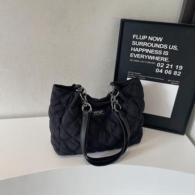 Large-capacity Bag Fashionable and Simple Diamond-shaped Embroidered Thread Single-shoulder Bag Casual Commuting Bag
