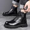 Motorcycle High -top Leather Shoes Men Fashion Outdoor Warm Plush Ankle Boots Male Quality Snow Boot Footwear