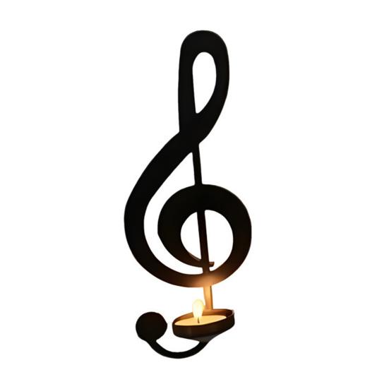 Black Music Note Candle Holder Vintage Wall Mount Tealight Holder Musical Symbol Wall Decor for Living Room Dining Hallway