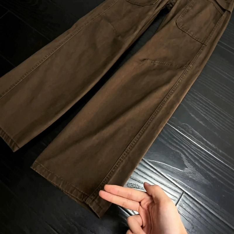 Tooling jeans men's American retro big pocket straight-leg pants slim pants