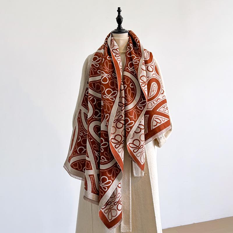 Elegant Star Print Scarf Imitation Cashmere Soft Warm Versatile Shawl Coldproof Windproof Blanket Scarf For Autumn Winter