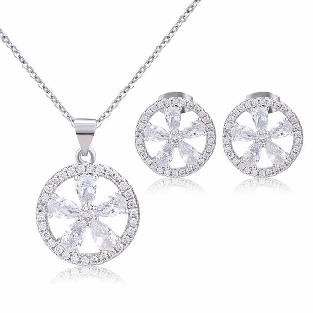 Schmuck Frauen Halskette Ohrringe Set Luxus Qualität Luxe Zubehör Feine Zirkonia Champagner Mode Jewelri Cubic Hohe Großhandel