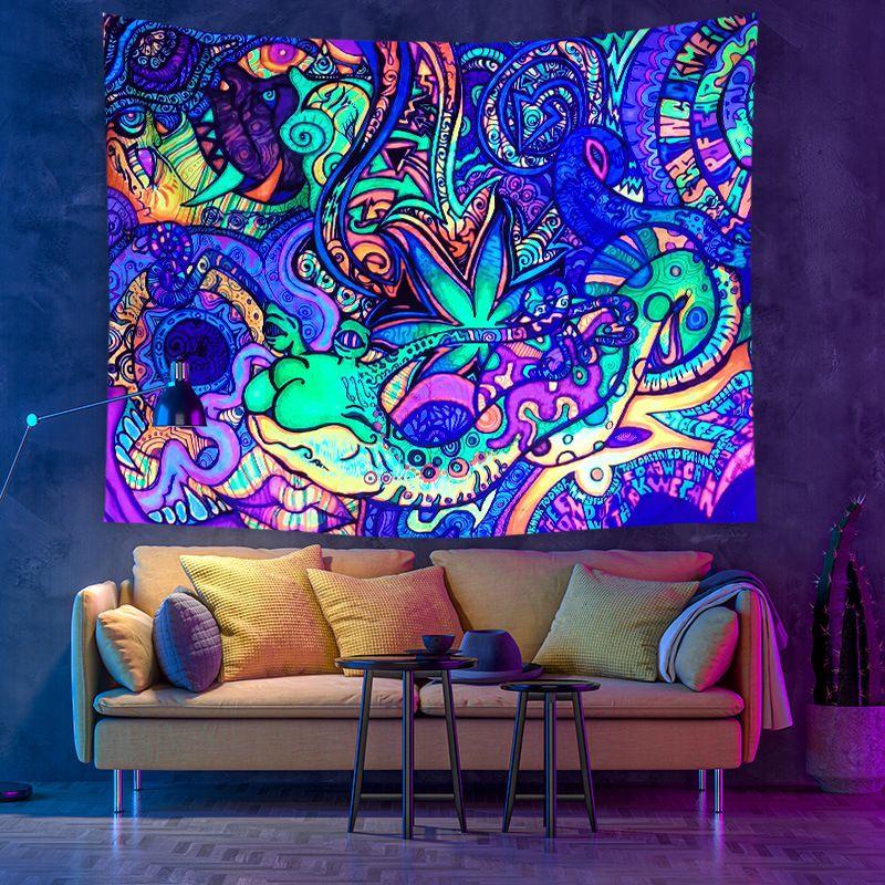 Halloween Skull Blacklight Tapestry Room Decor With Fluorescent Skeleton
