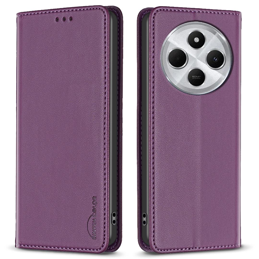 

BINFEN COLOR BF18 For Xiaomi Poco C75 4G/Redmi 14R 5G/14C 4G Case PU Leather Card Holder Phone Cover Dark Purple