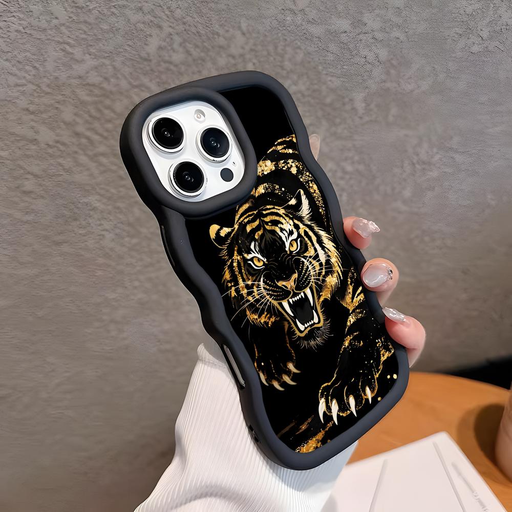

Tiger Neon Wavy Edge TPU Mobile Phone Case for iPhone 17 16 15 14 13 12 11 Air Pro Max Plus Colorful Cover iPhone 14 Pro Max