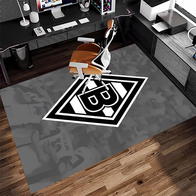 1 Stück Borussia Mönchengladbach Logo Teppich - Weich, Waschbar, Rutschfest für Innenbereich, Bürostühle, Wohnzimmer, Heimbüro, Dekorativer Teppich