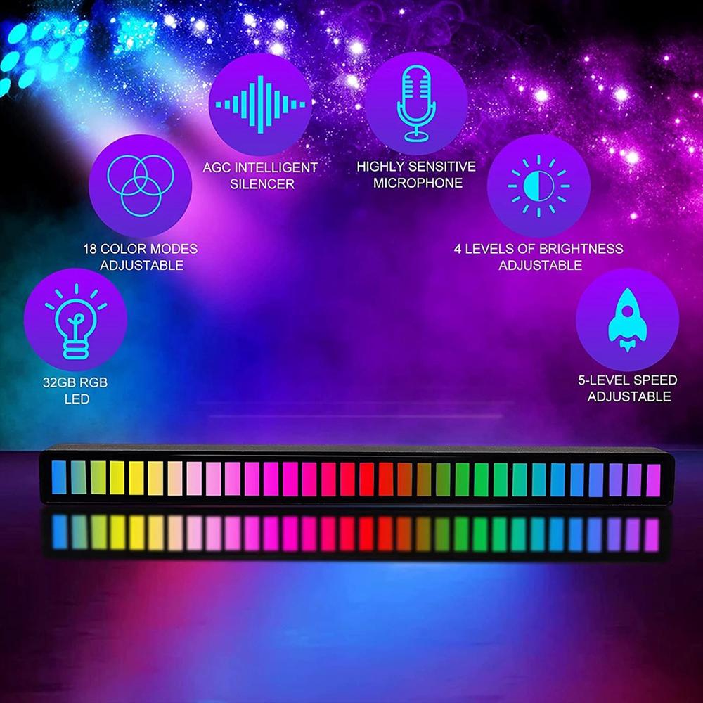 LED Strip Lights RGB Music Sound APP Control Pickup Rhythm Ambient Lamp Atmosphere Night Lights For Room Home Party Decoration