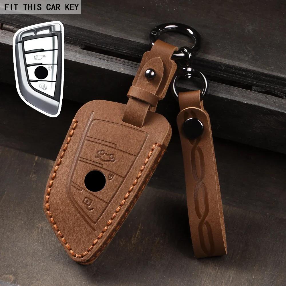 Leather Car Key Case Cover For Bmw X1 X3 X4 X5 F15 X6 F16 G30 7 Series G11 F48 F39 520 525 F30 118I 218I 320I Car Bag