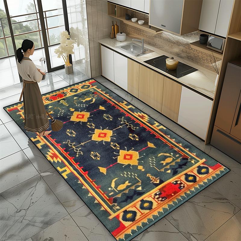 Persische Klassische Druckteppiche Wohnzimmer Heimdekoration Küche Rutschfest Große Teppiche Schlafzimmer Waschbar Eingangstürmatten