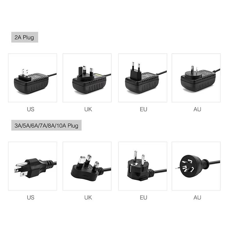 Zasilacz LED 12V DC wtyczka EU 1A 2A 3A 4A 5A 6A 7A 8A Transformator przełączający do taśmy LED Ws2811 Ws2815 Adapter