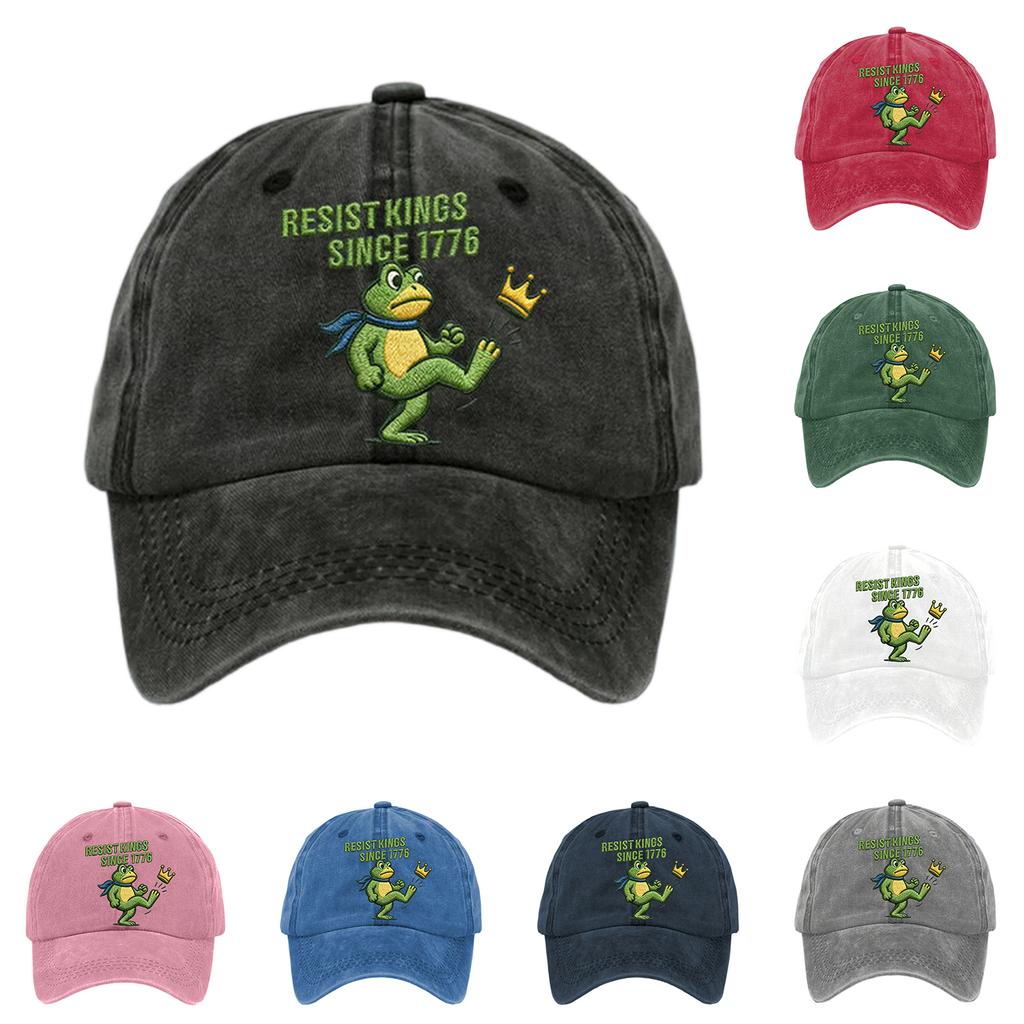 Washed Cotton Baseball Cap With Printed Distressed Soft Top Denim Hat For Men, European And American Retro Hat