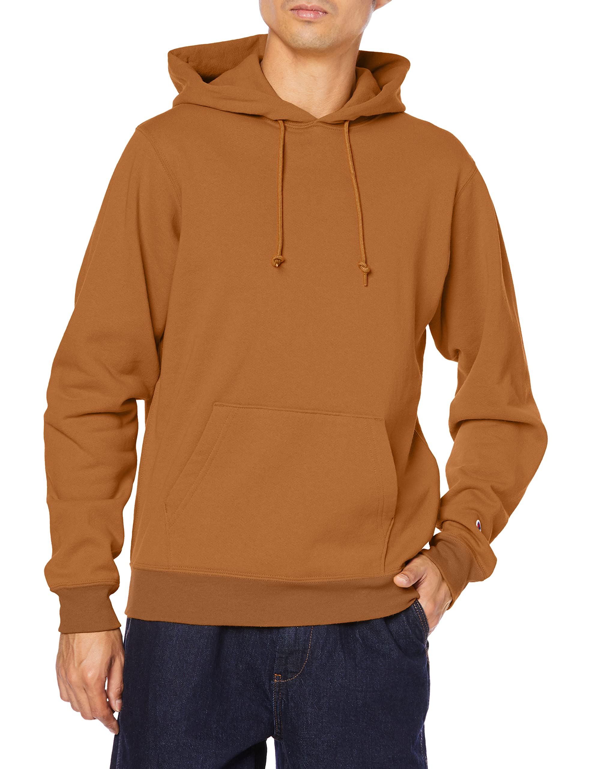 

Champion 9oz Light Brown Hooded Long Made in Size M Men s Sweatshirt, Sleeve, Fleece-Lined, USA, C5-P101,
