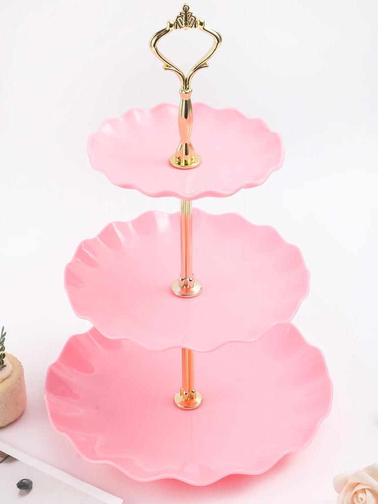 Nordic Style Three Layer Fruit Plate Plastic Cake Hotel Birthday Party Snack Dessert