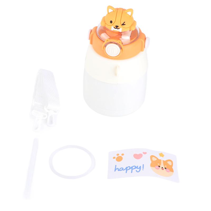 Straw Thermal Cup Large Capacity Stainless Steel Cute Stylish Water Cup for Girls Children Travel Outdoor 950ml