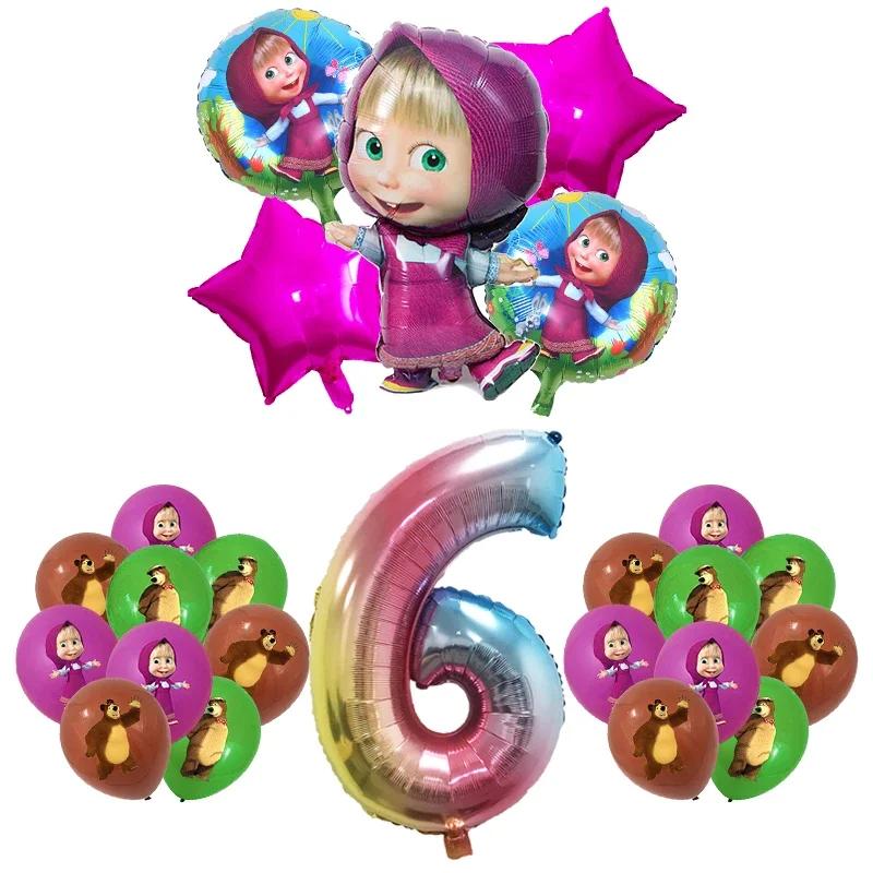 Masshaed Verjaardagsfeest Decoratie Tafelgerei Set Beren Borden Bekers Banner Ballonnen Kinderen Babyborrel Cadeaus Meisjes Fotohokje Prop
