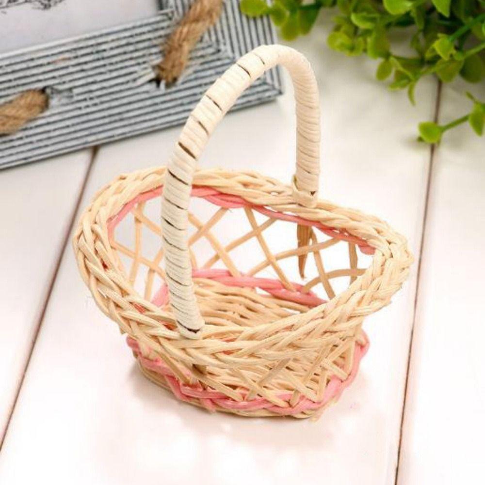 Beautiful Hand Made Flower Storage Basket Imitation Rattan Woven 2 Colors Wicker Flower Basket 8*5.5cm Storage Baskets