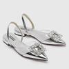 Designer Woman Fashion Sexy Banquet Comfort Crystal Transparent Solid Color Pointed Toe Women Low Heel Sandals Zapatos De Mujer