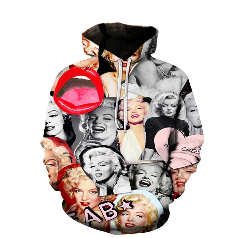 Autumn 3D Madonna Ciccone Printed Hoodies Fashionable Casual Sports Long Sleeved Men's Hooded Sweatshirts