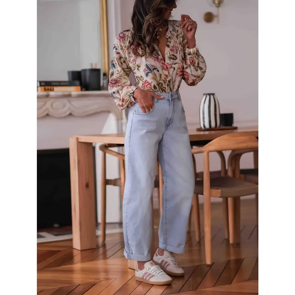 Women's Printed Long Sleeve Shirt Spring Autumn Casual Blouse Top For Women European American Fashion Foreign Trade Crossbody Apparel